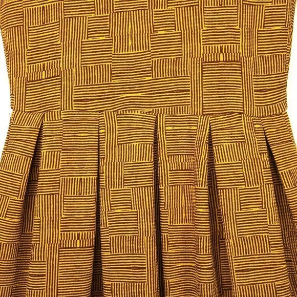 LuLaRoe Amelia Fit & Flare Dress Gold Yellow Brown Pockets S Small - Picture 7 of 12